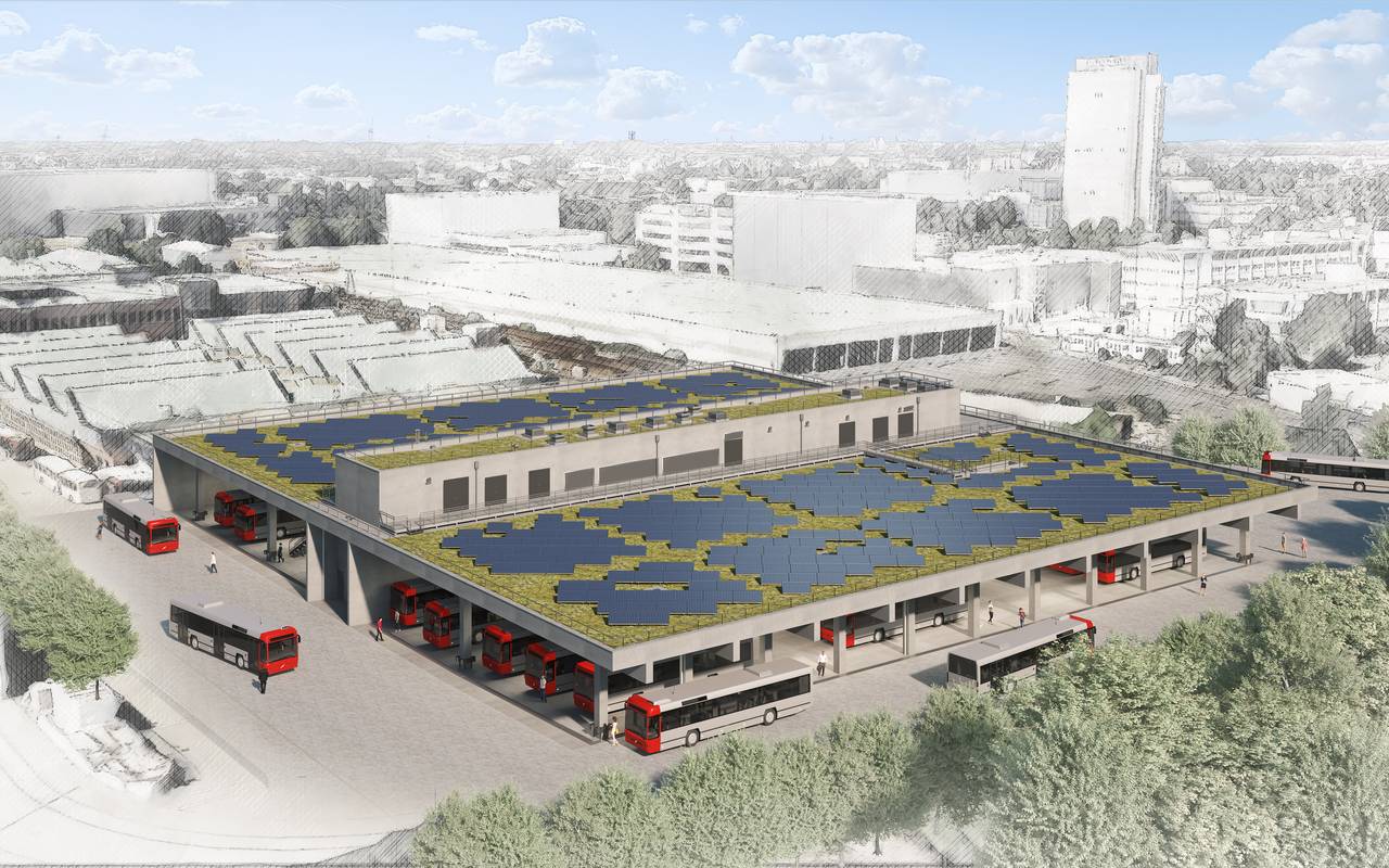 Geplanter E-Busport der Rheinbahn in Heerdt