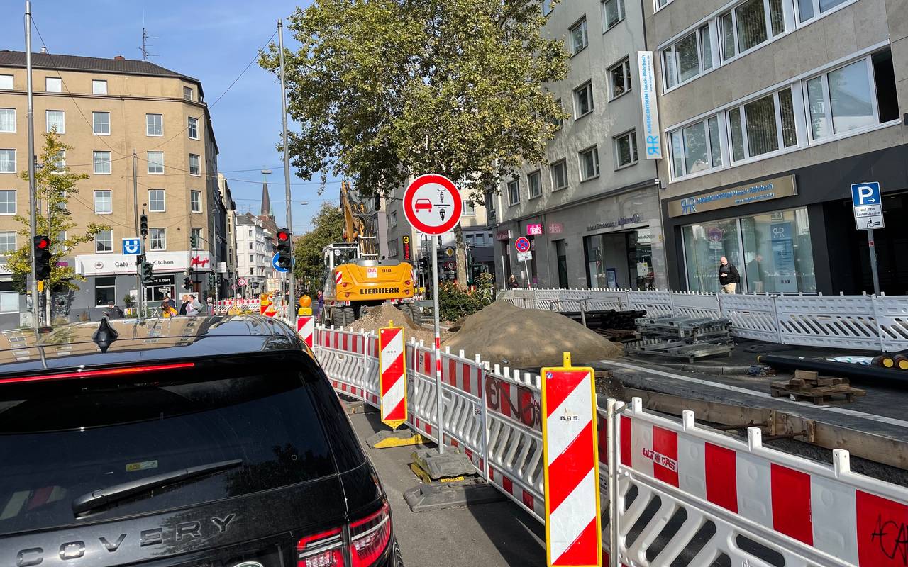 Baustellensituation auf der Friedrichstraße.