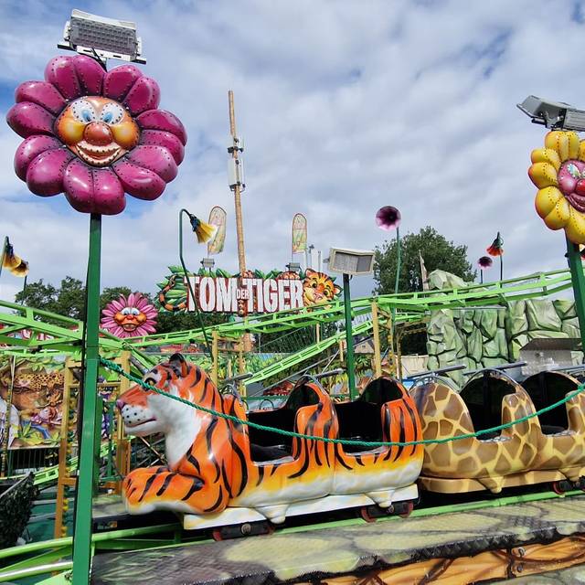 Das Fahrgeschäft "Tom der Tiger" auf der Rheinkirmes in Düsseldorf.