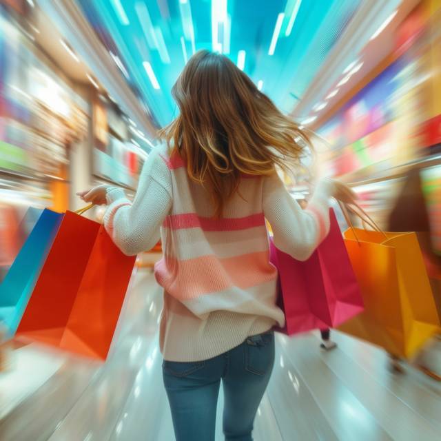 Black Friday 2024 - Frau im Shoppingwahn