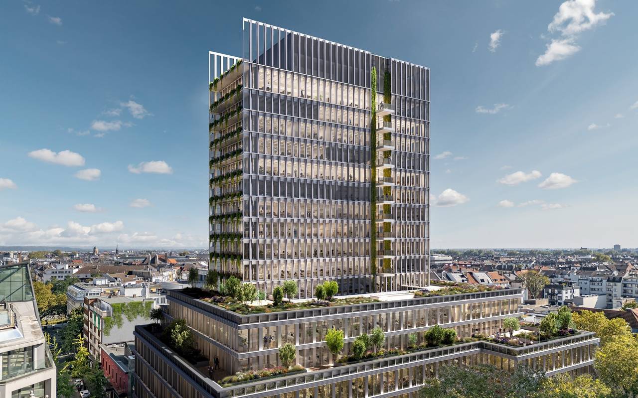 Ein Modell des KöTowers, das auf der oberen Königsallee entstehen soll.