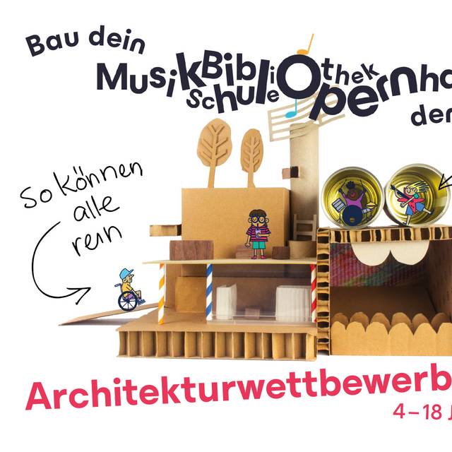 Eines von vier Motiven zum Wettbewerb „Bau dein MusikschuleBibliothekOpernhaus der Zukunft!“