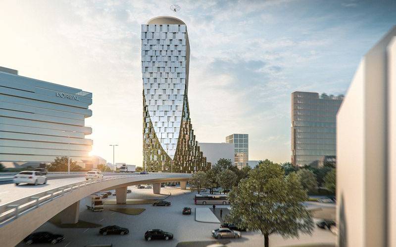 So könnte das Hochhaus "Twist" am Kennedydamm aussehen.