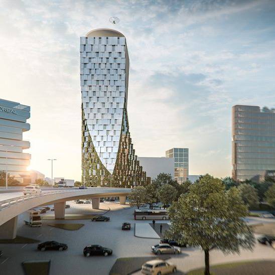 So könnte das Hochhaus "Twist" am Kennedydamm aussehen.
