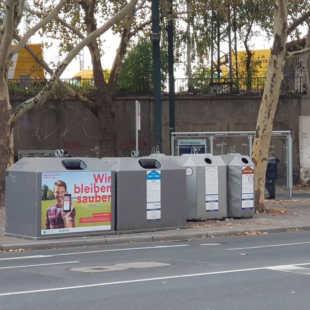 Mehrere Container stehen am Straßenrand.