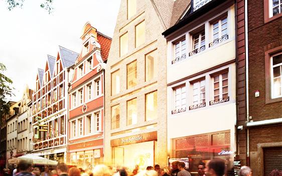 Animation des neuen Stammhauses der Hausbrauerei "Zum Schlüssel" in der Altstadt, Bolkerstraße