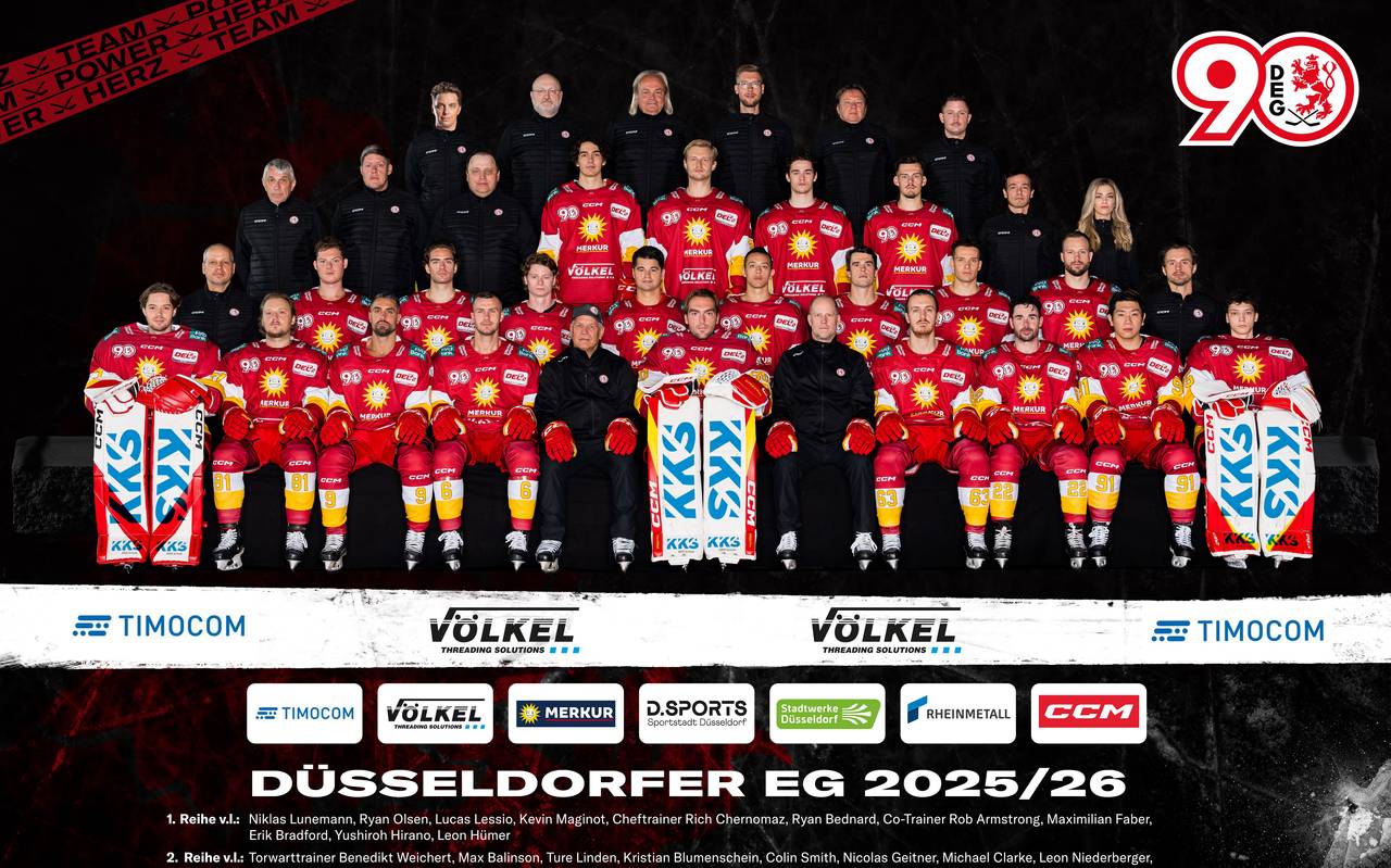 Das offizielle Mannschaftsfoto der Düsseldorfer EG (DEG).