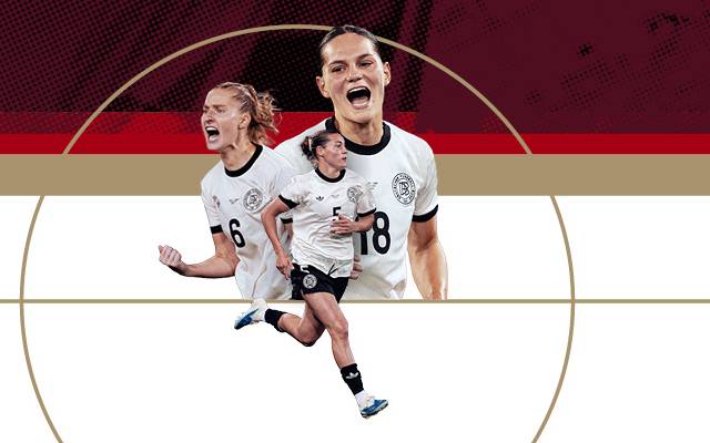 Banner zum Frauenländerspiel Deutschland gegen Frankreich am 24. Oktober 2025 in der Merkur Spiel-Arena in Düsseldorf.