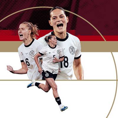 Banner zum Frauenländerspiel Deutschland gegen Frankreich am 24. Oktober 2025 in der Merkur Spiel-Arena in Düsseldorf.