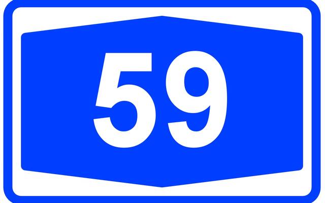 Illustration eines Autobahnschildes der Autobahn 59 in Deutschland