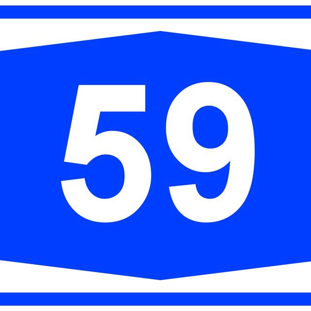 Illustration eines Autobahnschildes der Autobahn 59 in Deutschland