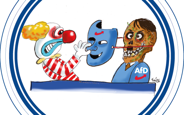 Ein Bierdeckel der Kampagne "Kein Alt für Nazis".