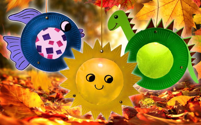 Laternen basteln aus Papptellern