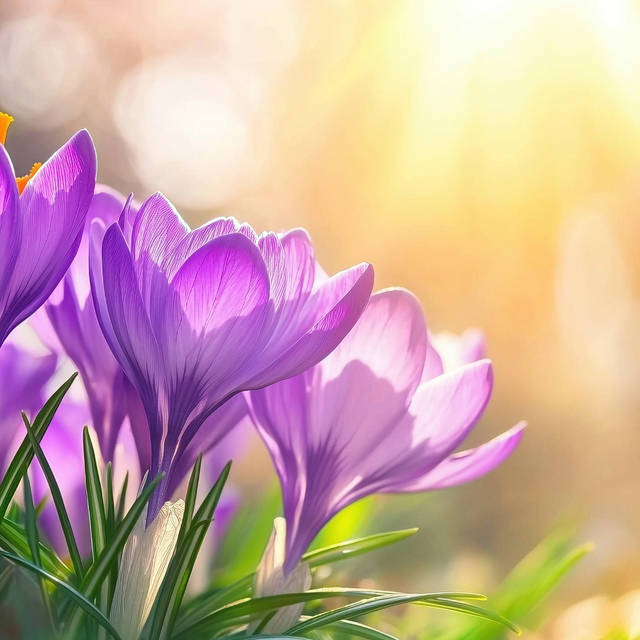 Gartenarbeit im Frühling: die Krokusse blühen schon