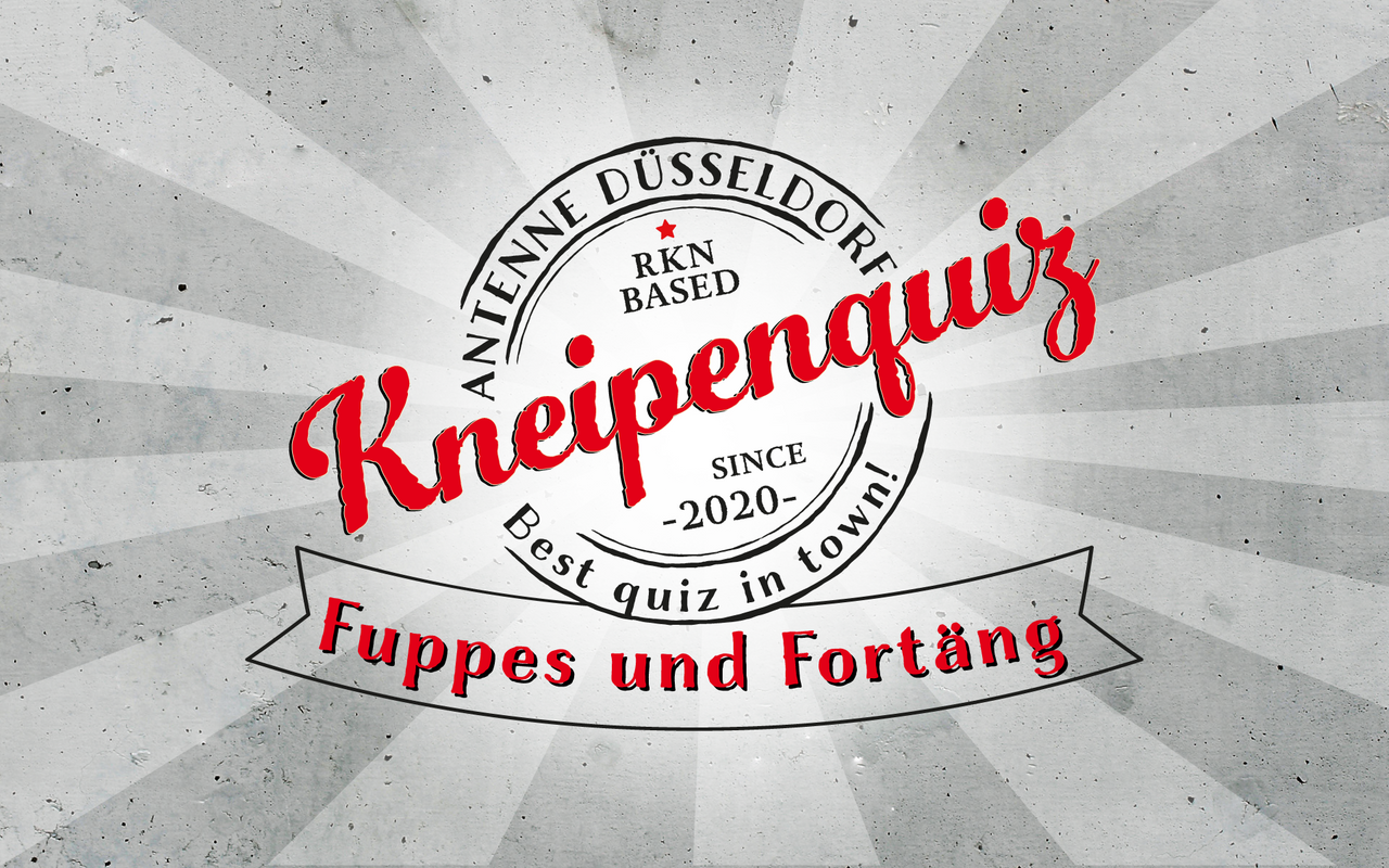 Eine Infografik, die auf das Kneipenquiz "Fuppes und Fortäng" hinweist.