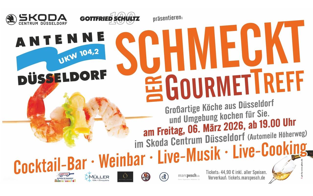 Ein Werbebanner für die Aktion "Antenne Düsseldorf schmeckt".