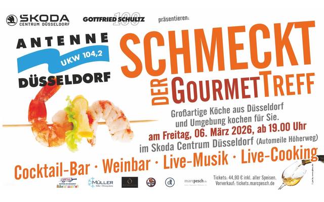 Ein Werbebanner für die Aktion "Antenne Düsseldorf schmeckt".