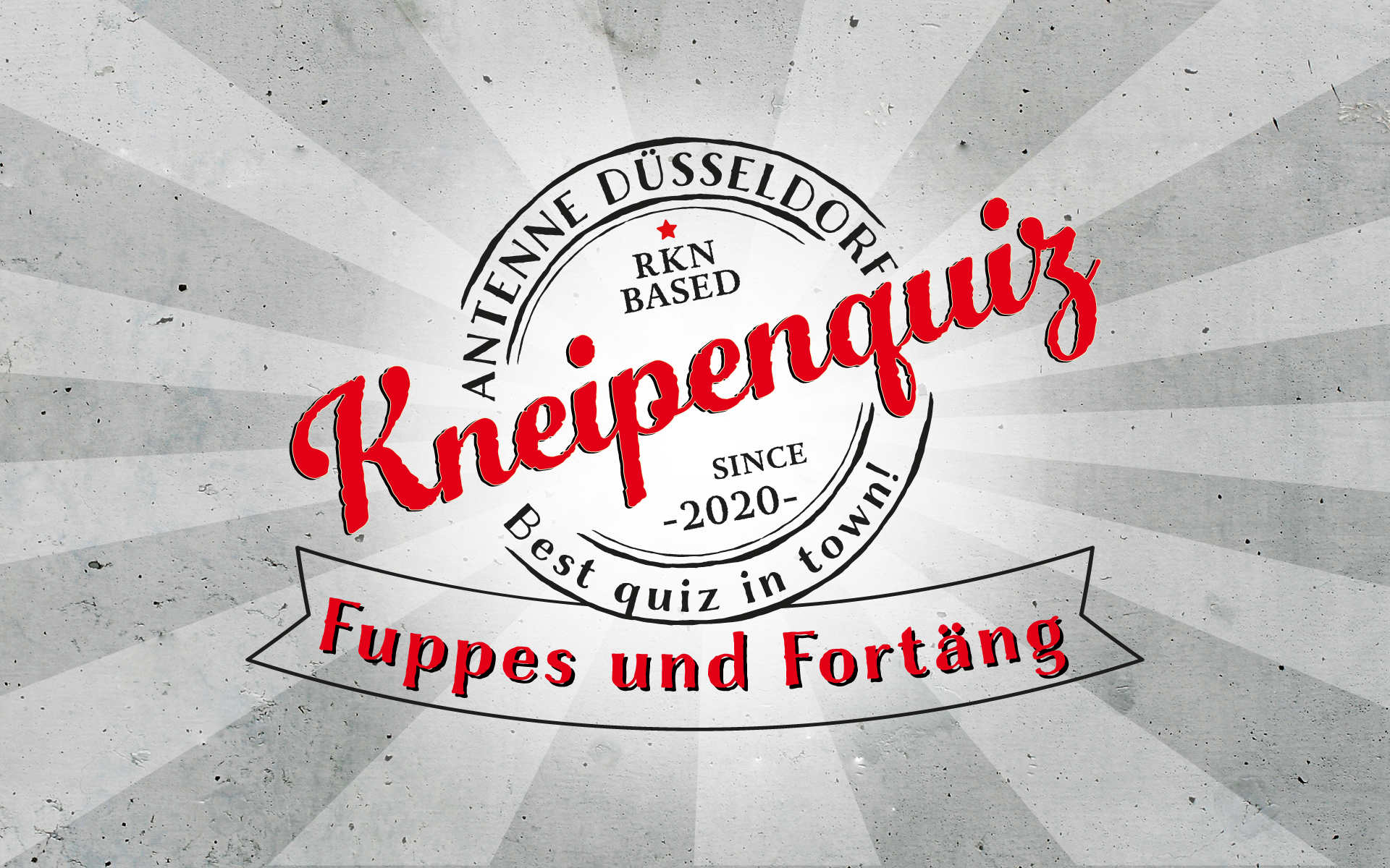 Eine Infografik, die auf das Kneipenquiz "Fuppes und Fortäng" hinweist.