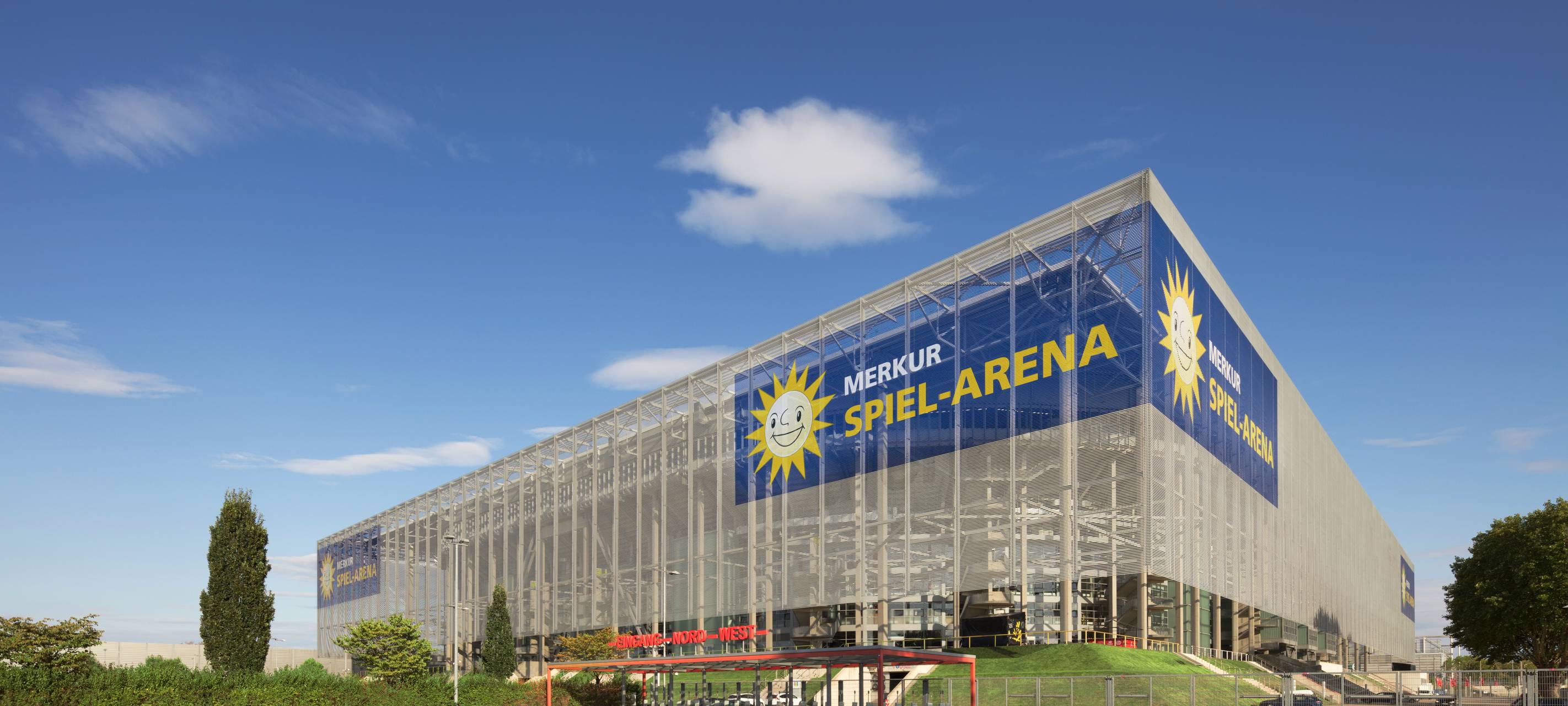 Außenansicht der Merkur Spiel-Arena