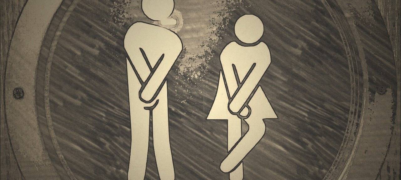 Ein Piktogramm für den Toilettengang von Mann und Frau.