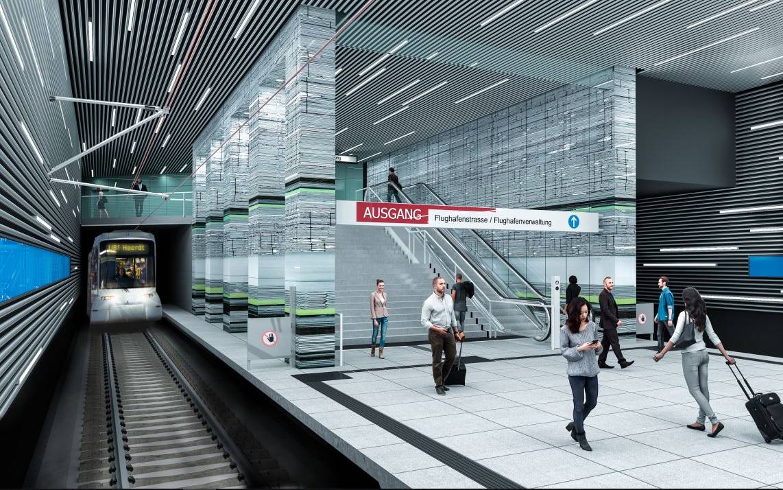 Düsseldorf: Kunst im künftigen U-Bahnhof "Flughafen Terminal" - Antenne