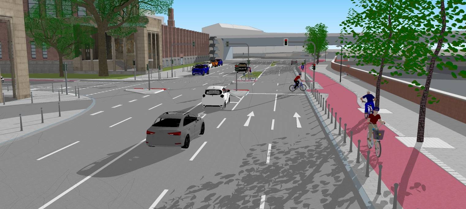 Düsseldorf: Neuer Radweg am Joseph-Beuys-Ufer