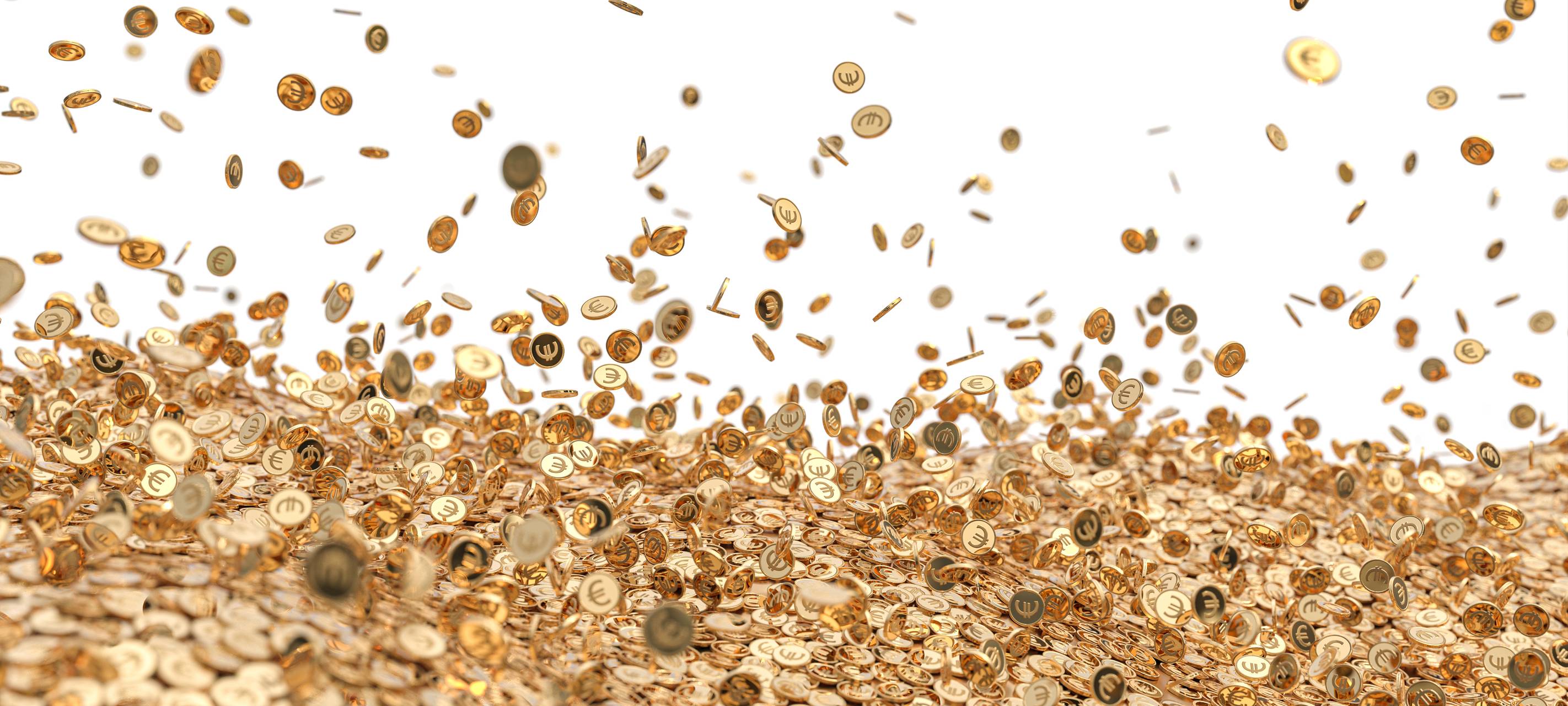 Geldmünzen regnen nieder.