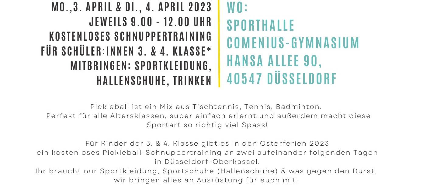 3. - 5. April 2023: Pickleball-Schnuppertage