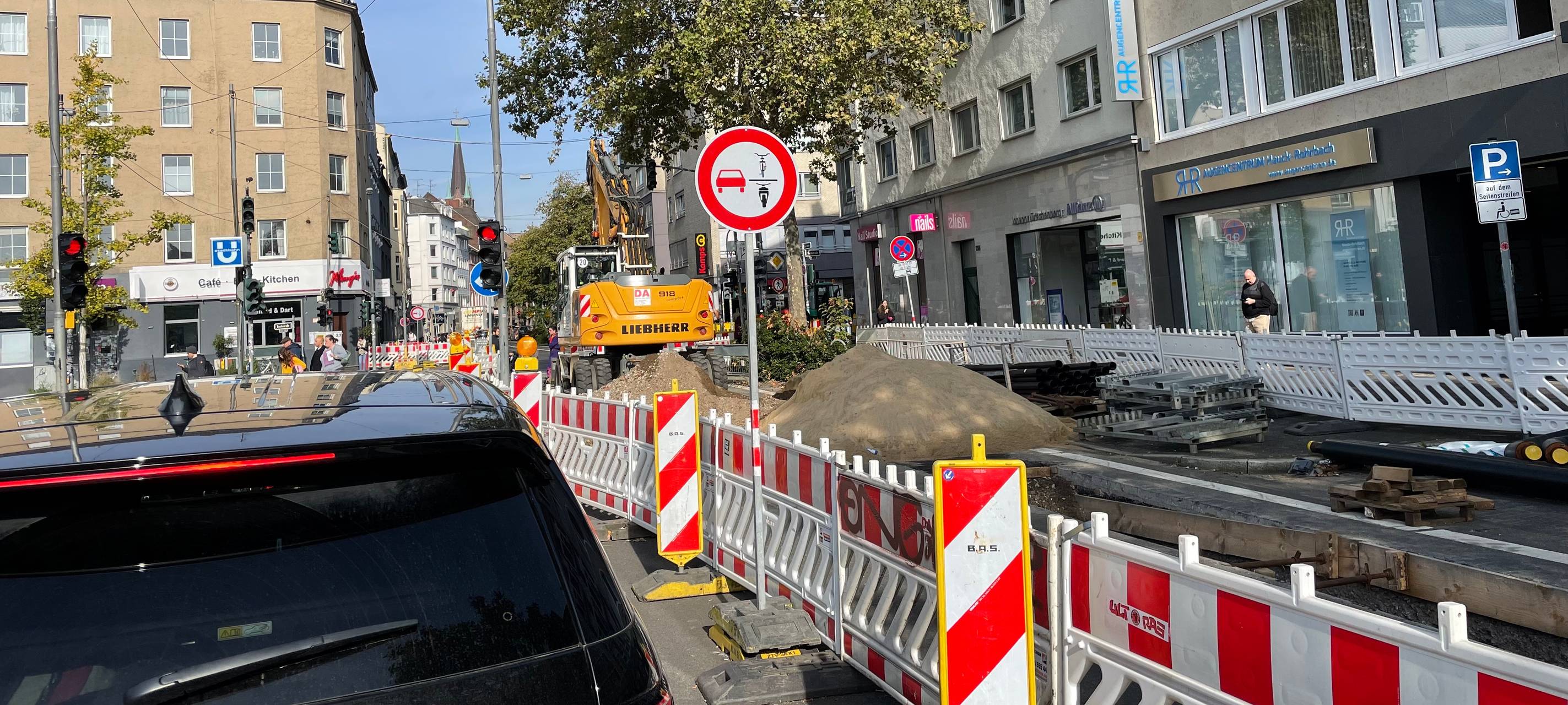 Baustellensituation auf der Friedrichstraße.