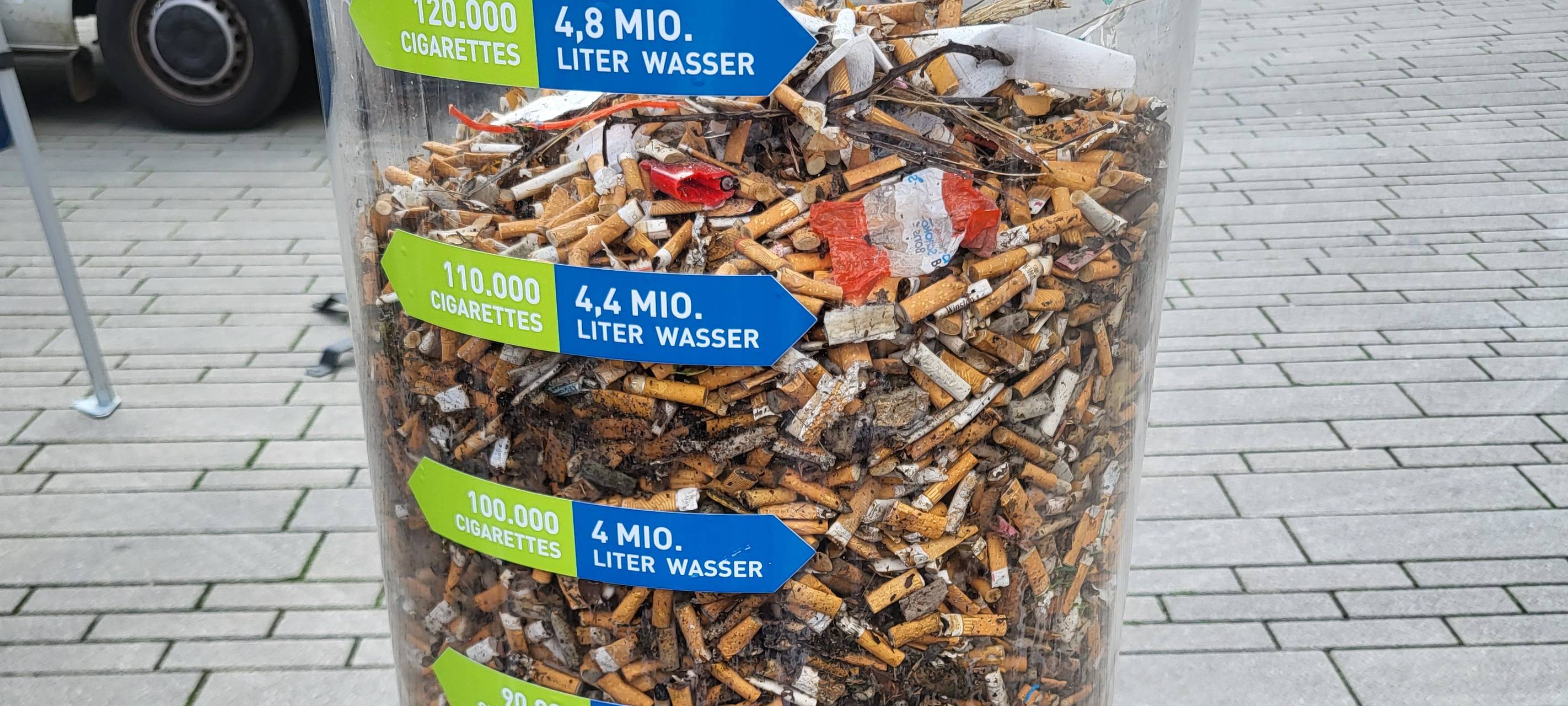 In Düsseldorf wurden 110.000 Zigarettenkippen gesammelt.