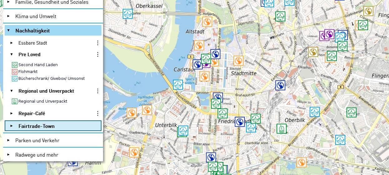 Düsseldorf: Digitale Stadtkarte zeigt nachhaltige Orte an