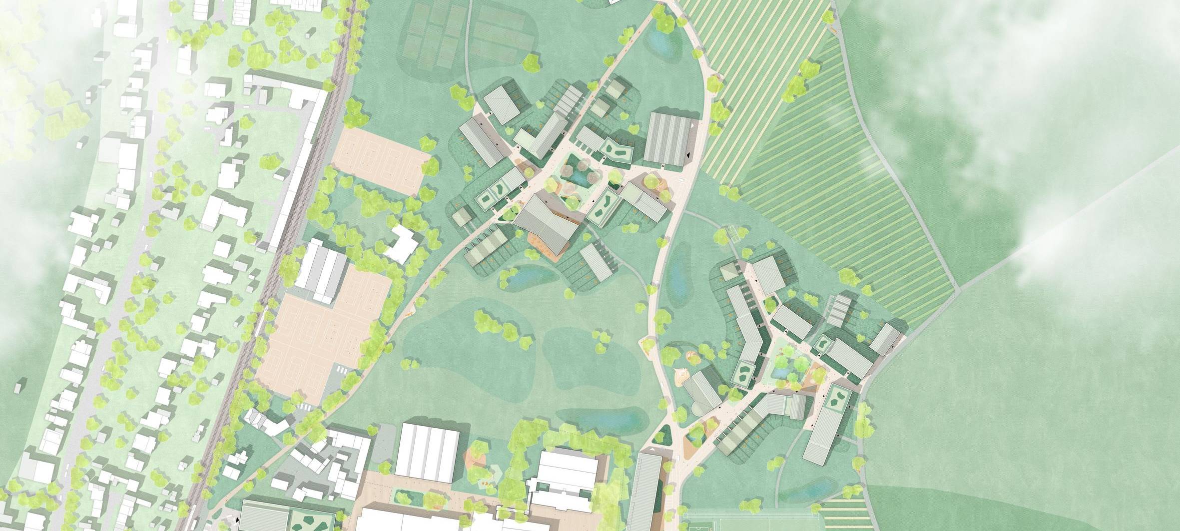 Die Planung des großen neuen Gebietes mit 550 Wohnungen, zwei großen Schulen und Sportanlagen sorgt seit Beginn für Kritik aus der Bürgerschaft - aktuell sind dort Wiesen und Felder.