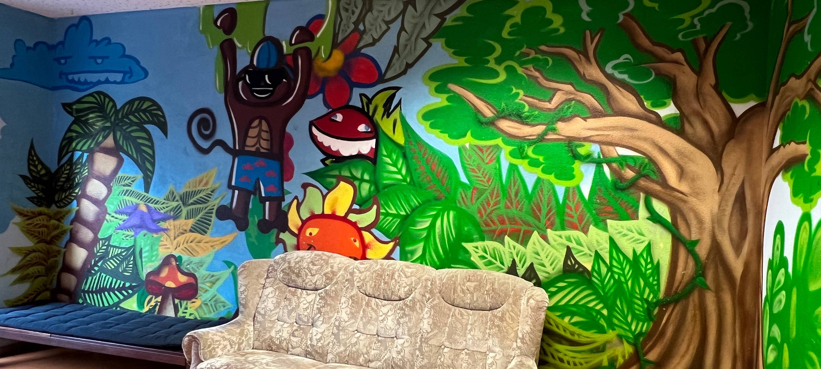 Selbst gestalteter Raum der Kinder und Jugendlichen in der Jugendfreizeiteinrichtung St. Matthäus in Hellerhof