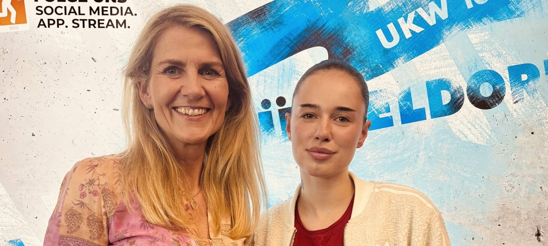 Claudia Monréal, Moderatorin bei Antenne Düsseldorf mit Musikerin Thunder Bae