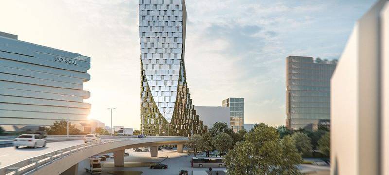 So könnte das Hochhaus "Twist" am Kennedydamm aussehen.