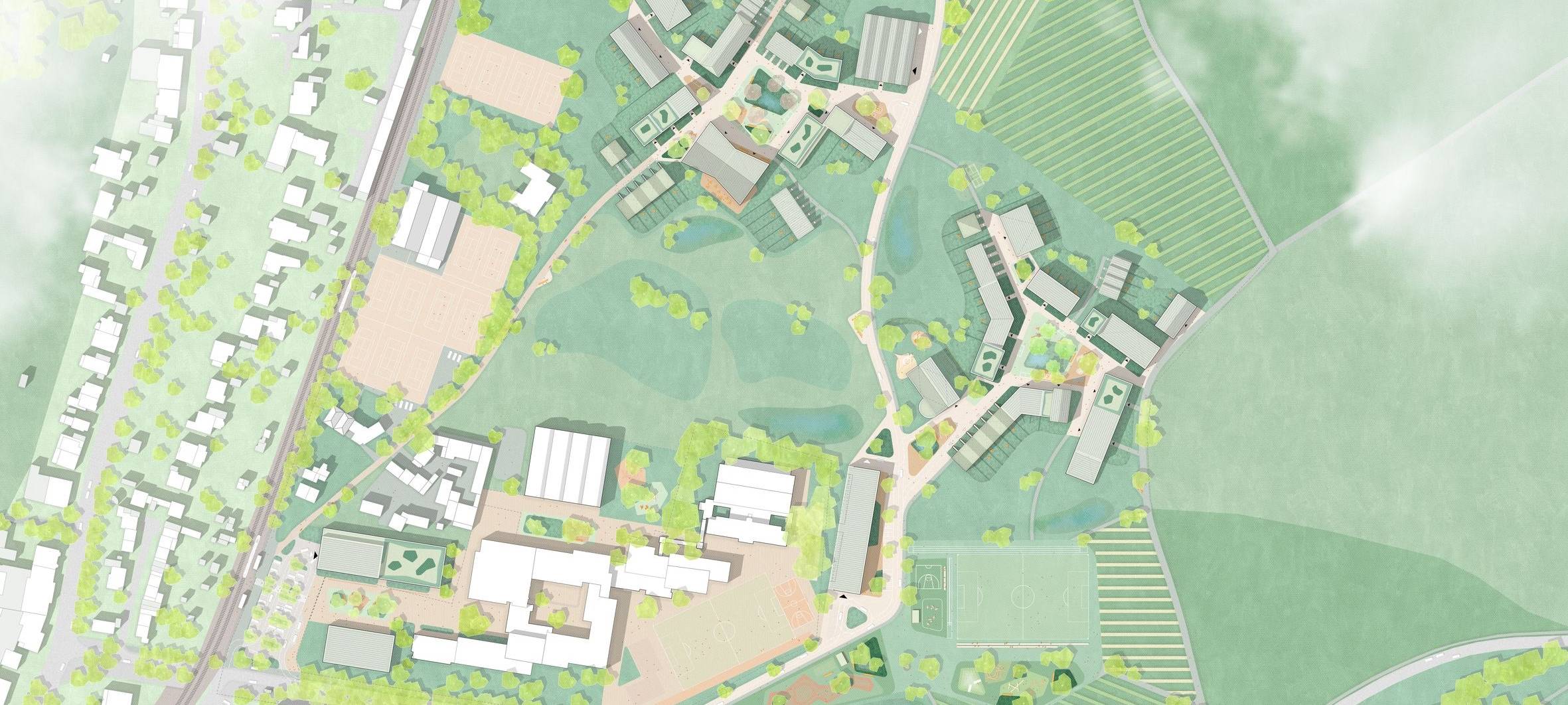 Die Planung des großen neuen Gebietes mit 550 Wohnungen, zwei großen Schulen und Sportanlagen sorgt seit Beginn für Kritik aus der Bürgerschaft - aktuell sind dort Wiesen und Felder.
