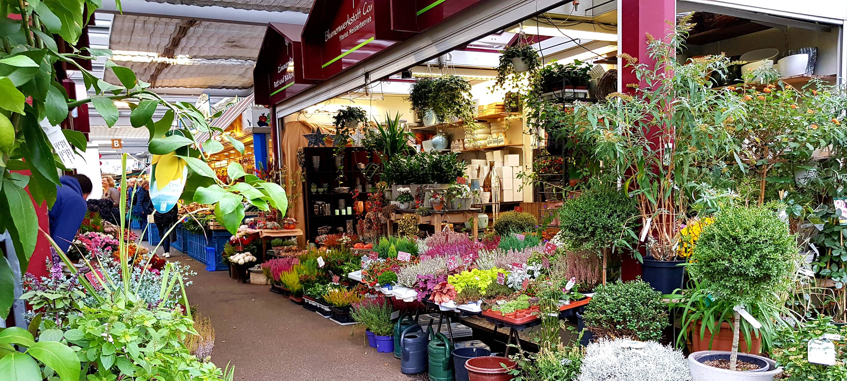 Ein Blumenstand auf dem Düsseldorfer Carlsplatz.
