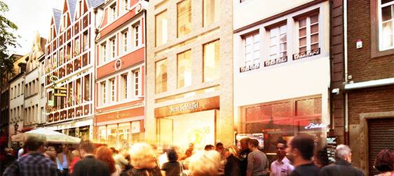 Animation des neuen Stammhauses der Hausbrauerei "Zum Schlüssel" in der Altstadt, Bolkerstraße