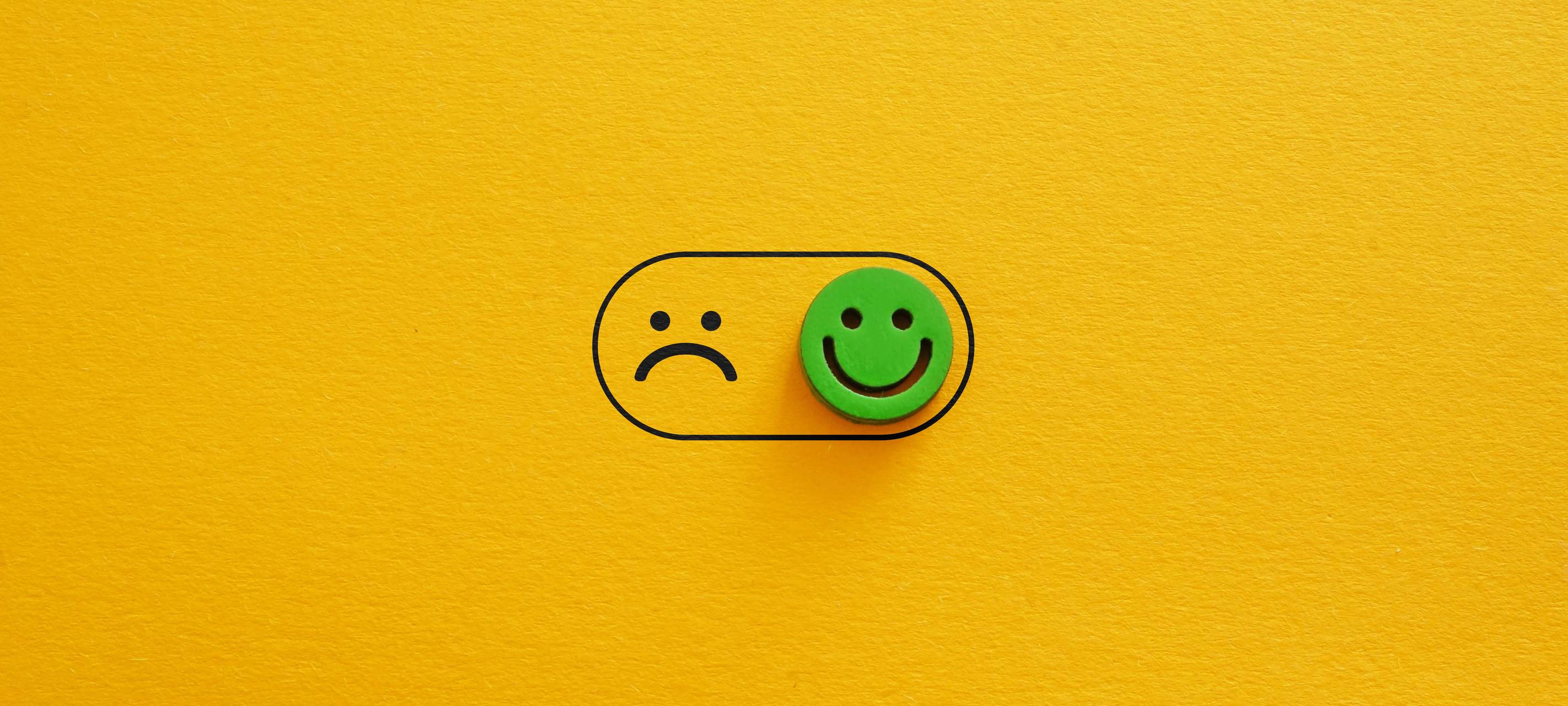 Wechsel von negativen zu positiven Emotionen. Symbol für emotionale Kontrolle.
