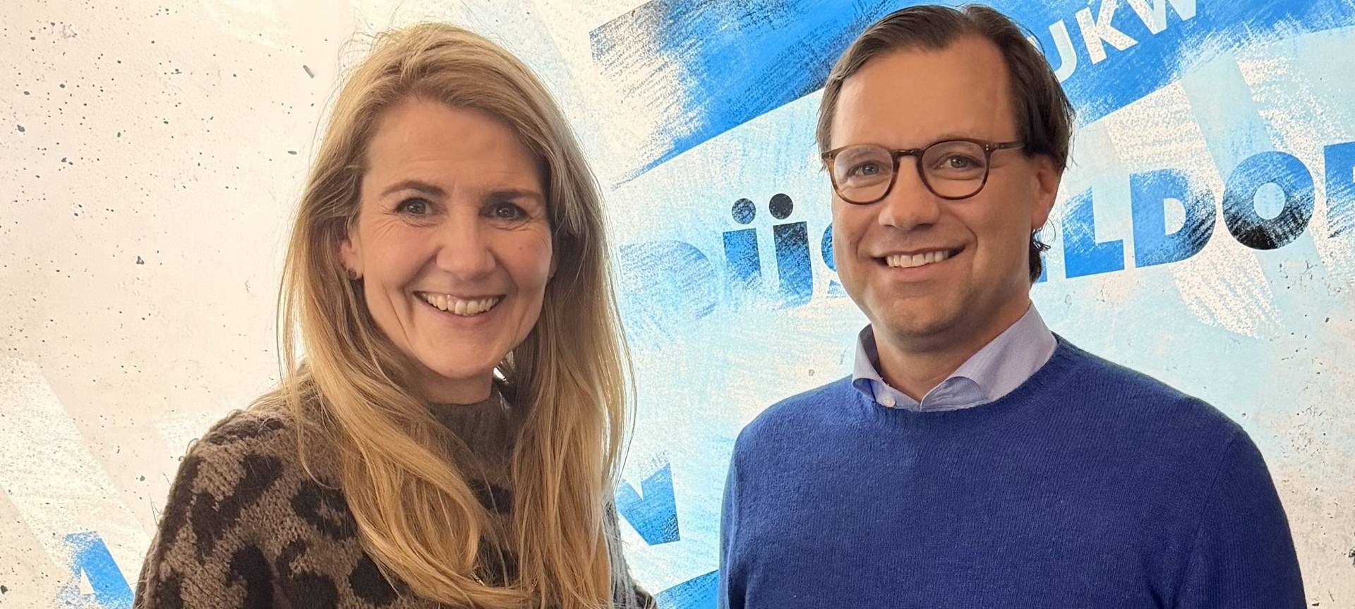 Claudia Monréal, Moderatorin bei Antenne Düsseldorf mit Michael Jungwirth, Vorsitzender der Unternehmerschaft Düsseldorf