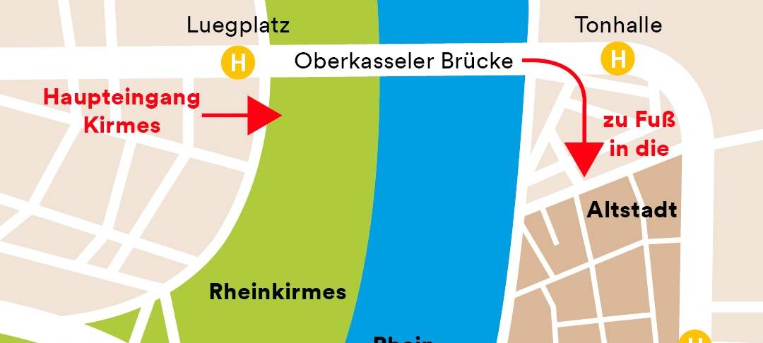 Grafik mit Sicherheitskonzept für An- und Abreise bei der Drohnenshow und beim Feuerwerk auf der Rheinkirmes.