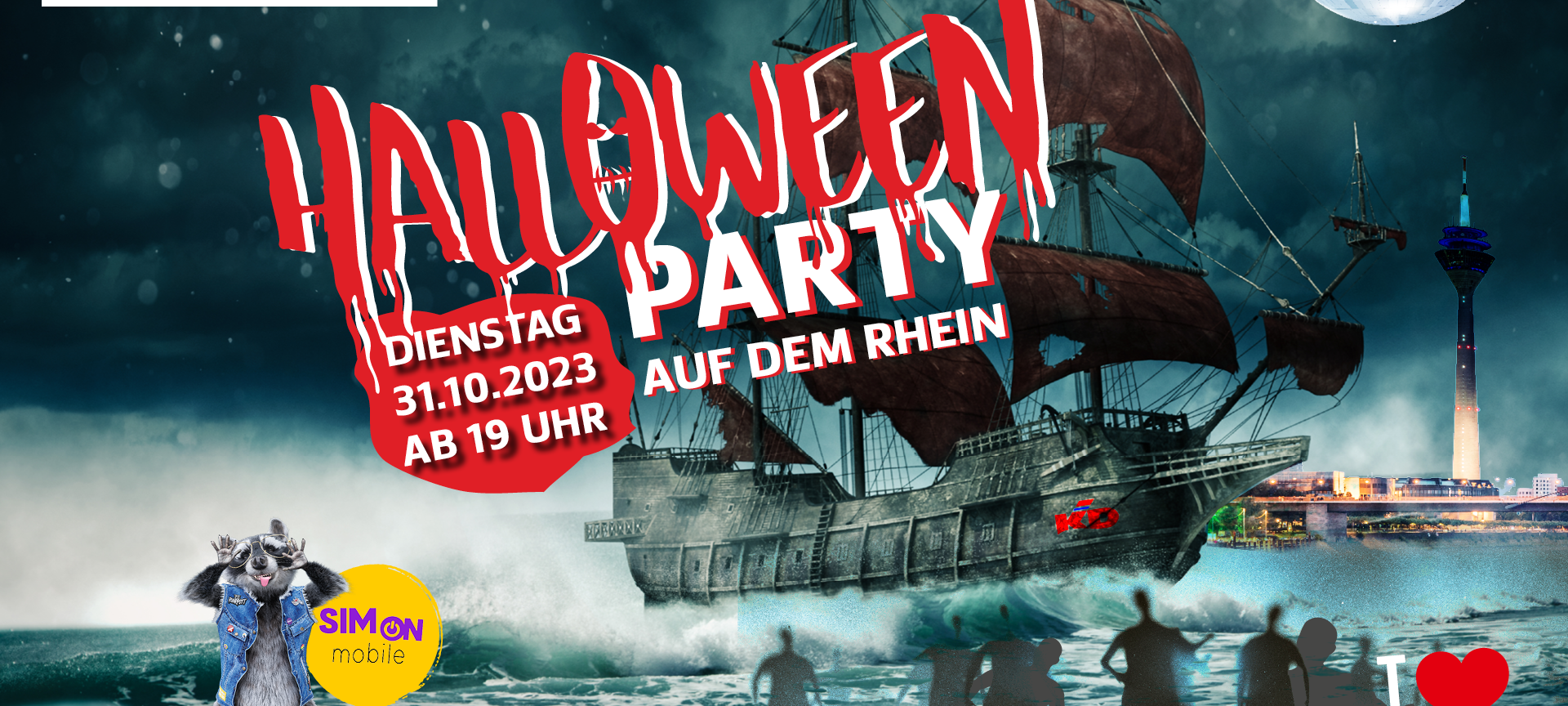 Halloween-Party in Düsseldorf auf dem Rhein