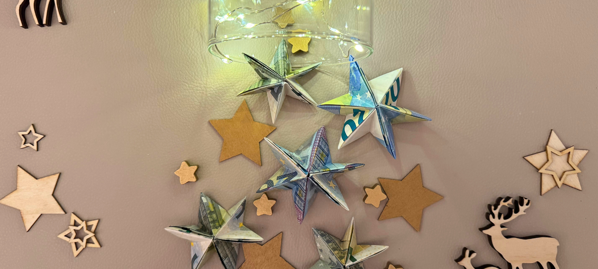 Geldsterne basteln als Last-Minute Weihnachtsgeschenk