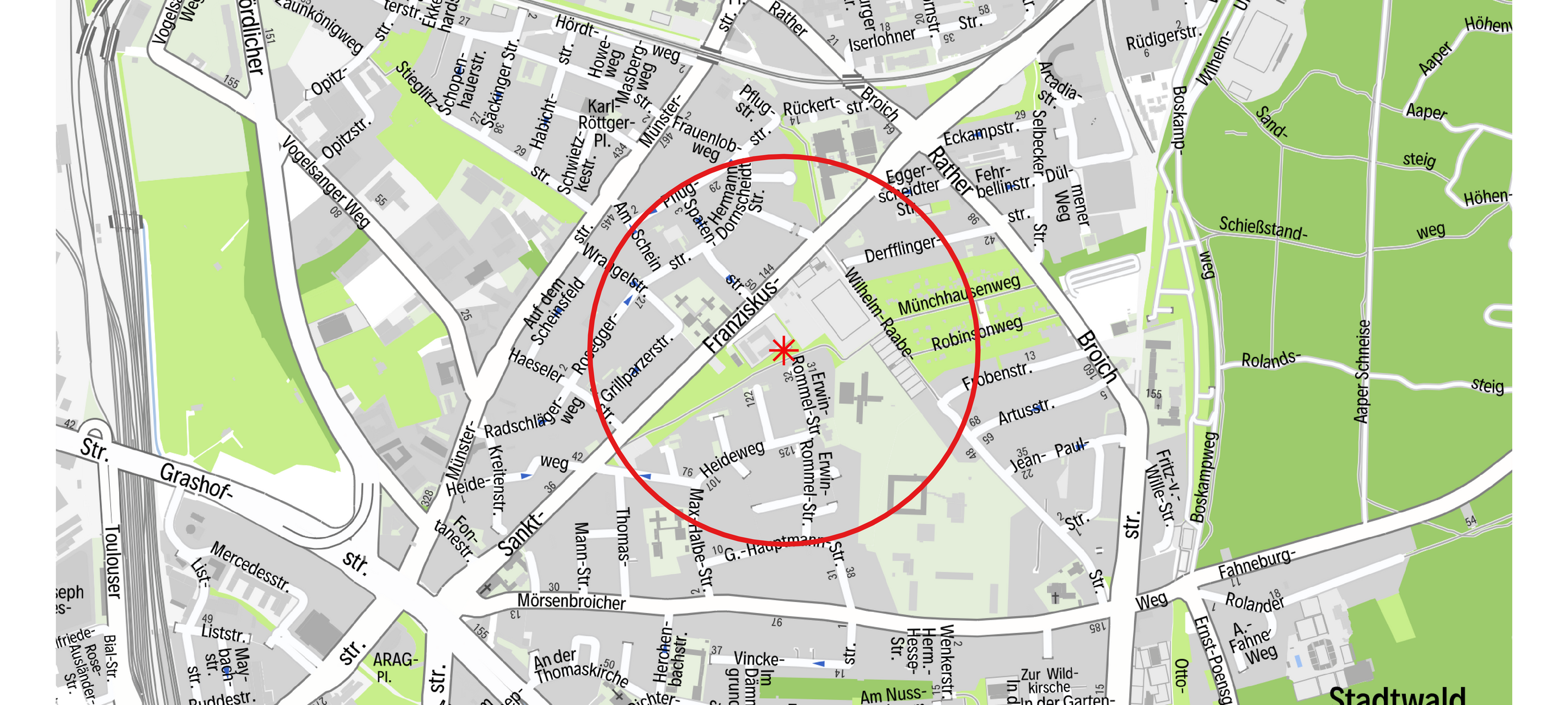 Eine Karte vom Bereich des Bombenfundes