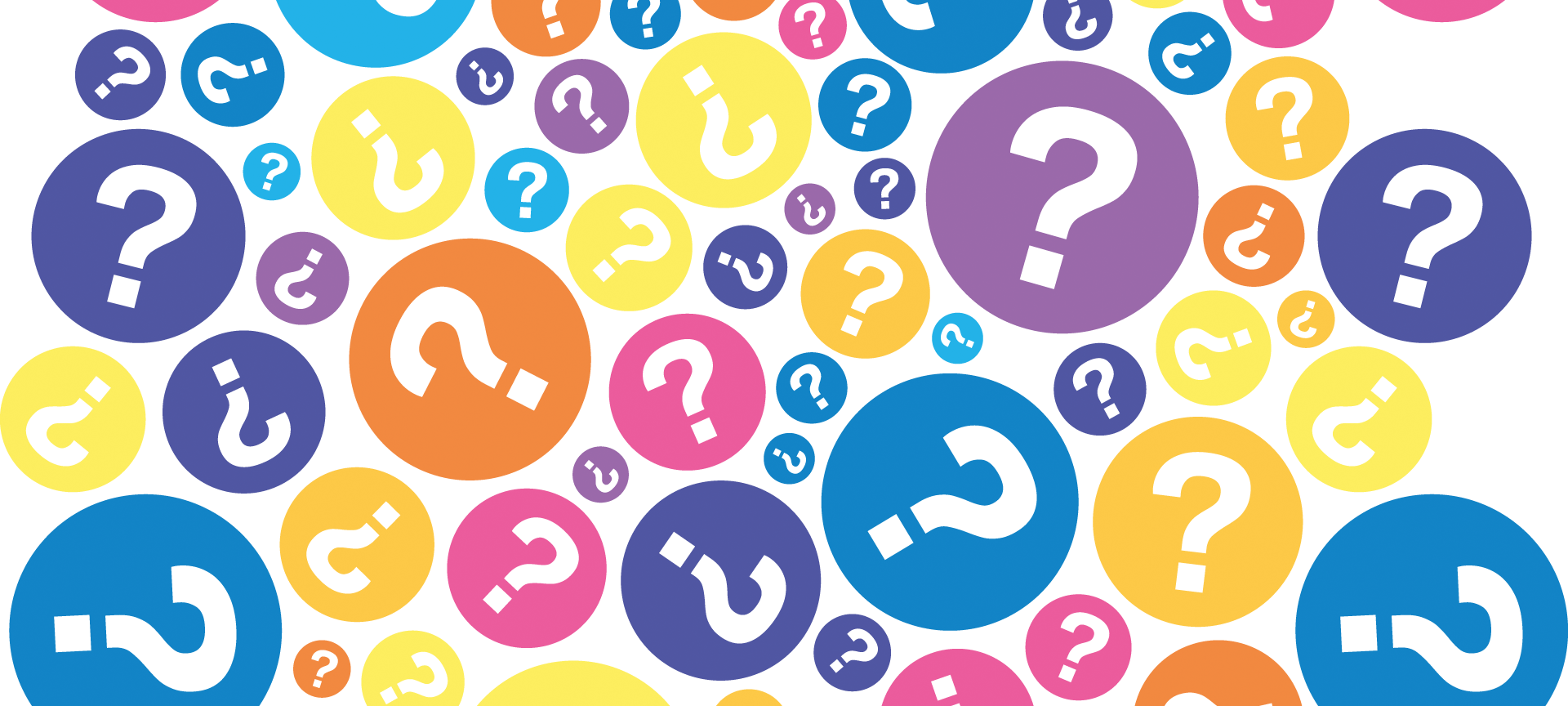 Viele bunte Fragezeichen. Ein Symbolbild für die Freitagsfrage von Antenne Düsseldorf.