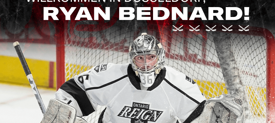 DEG-Torwart Ryan Bednard im Einsatz, er trägt das Trikot von Ontario