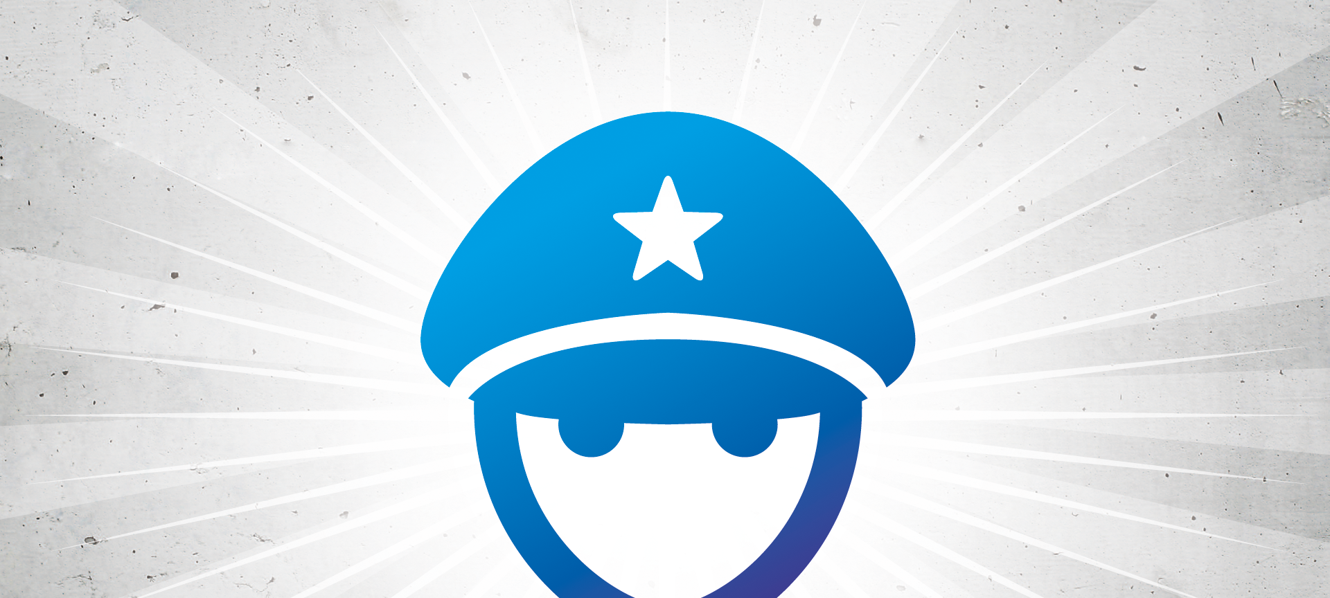 Ein Polizist mit blauer Mütze auf grauem Grund. Dies ist ein Symbolbild für die Homepage von Antenne Düsseldorf.